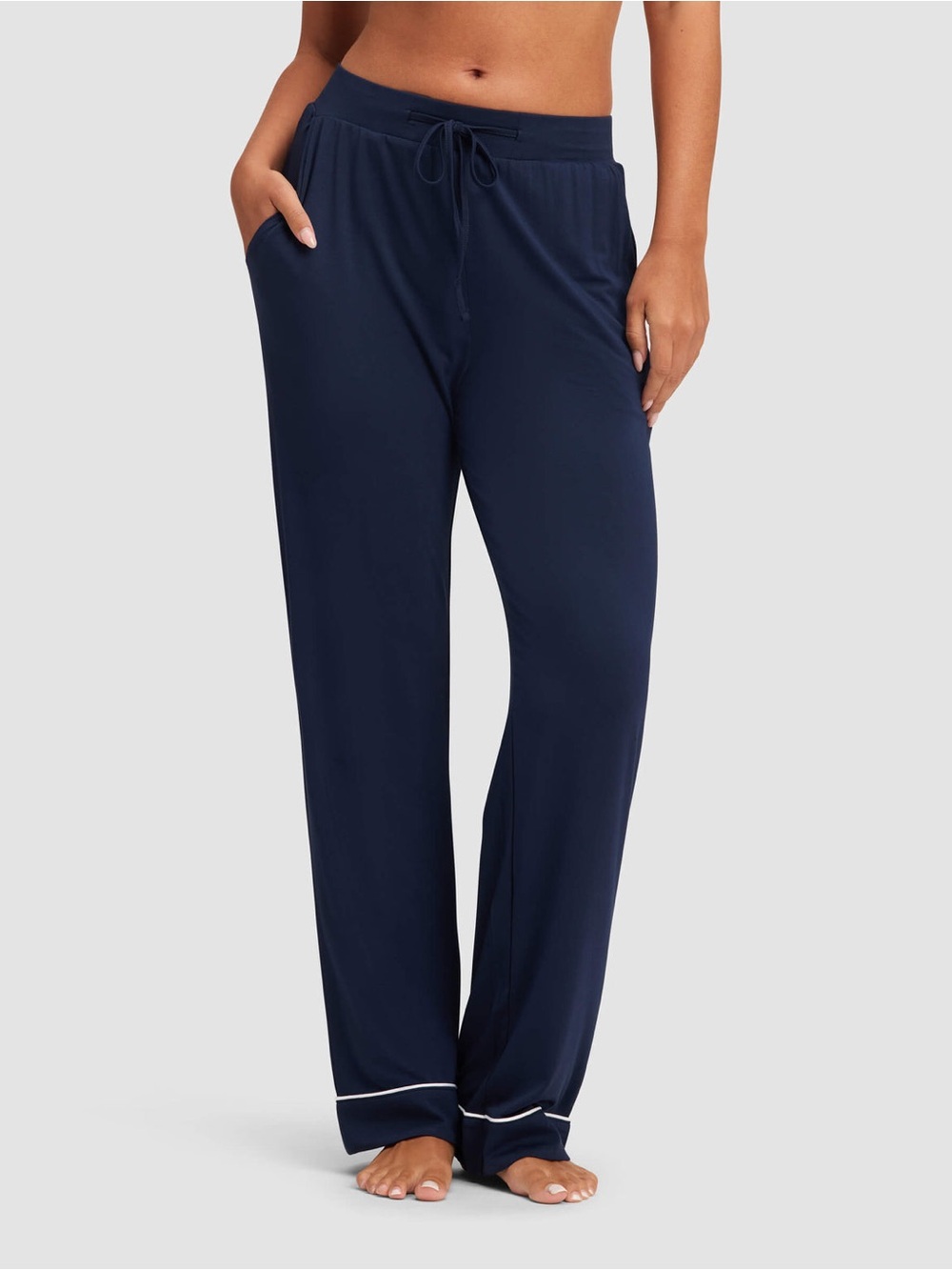 Cozy Earth Women's Bamboo Stretch-Knit Pajama Pant Navy Blue Size Medium